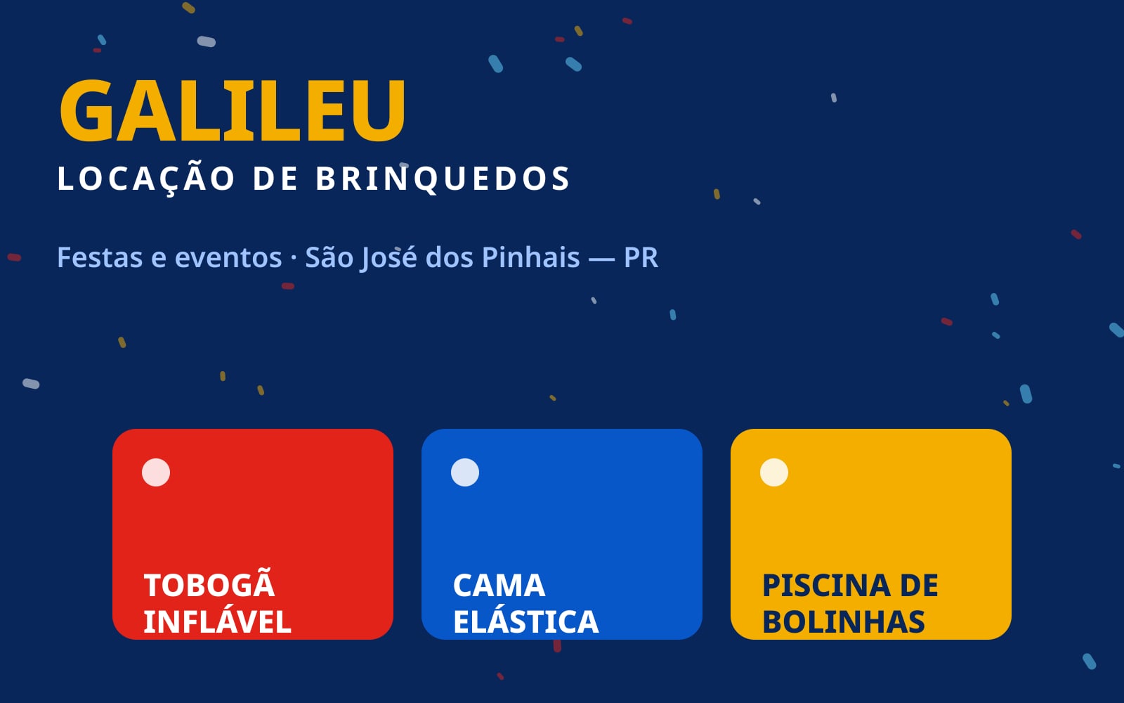 Capa do site Galileu Locação de Brinquedos
