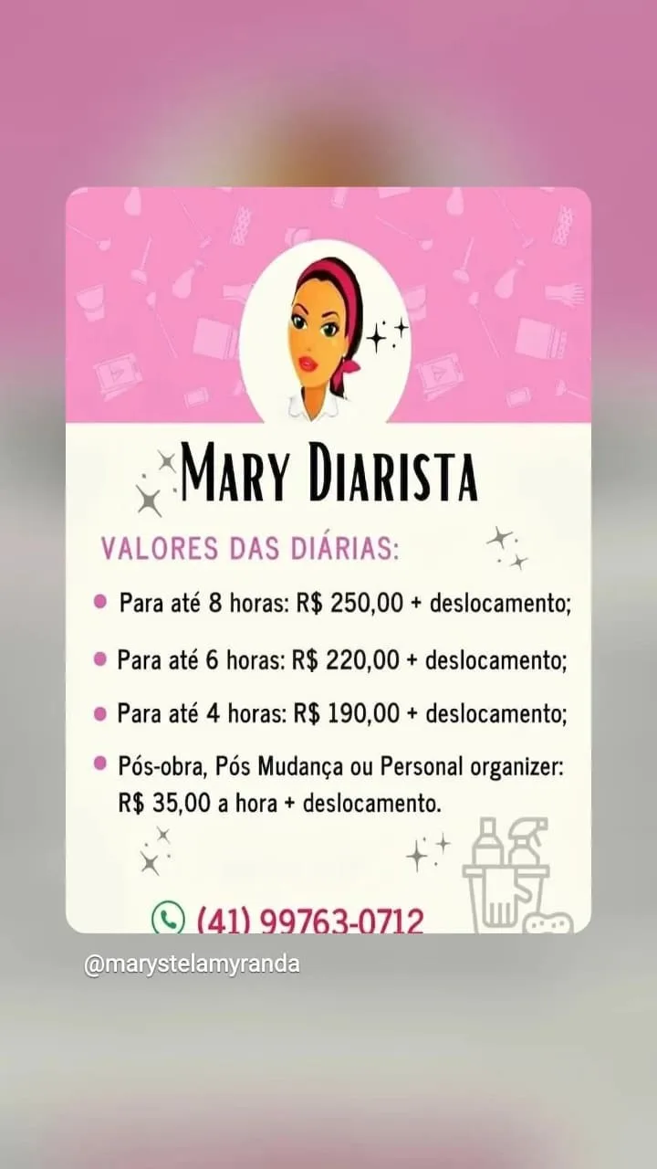 Capa do site Mary Diarista