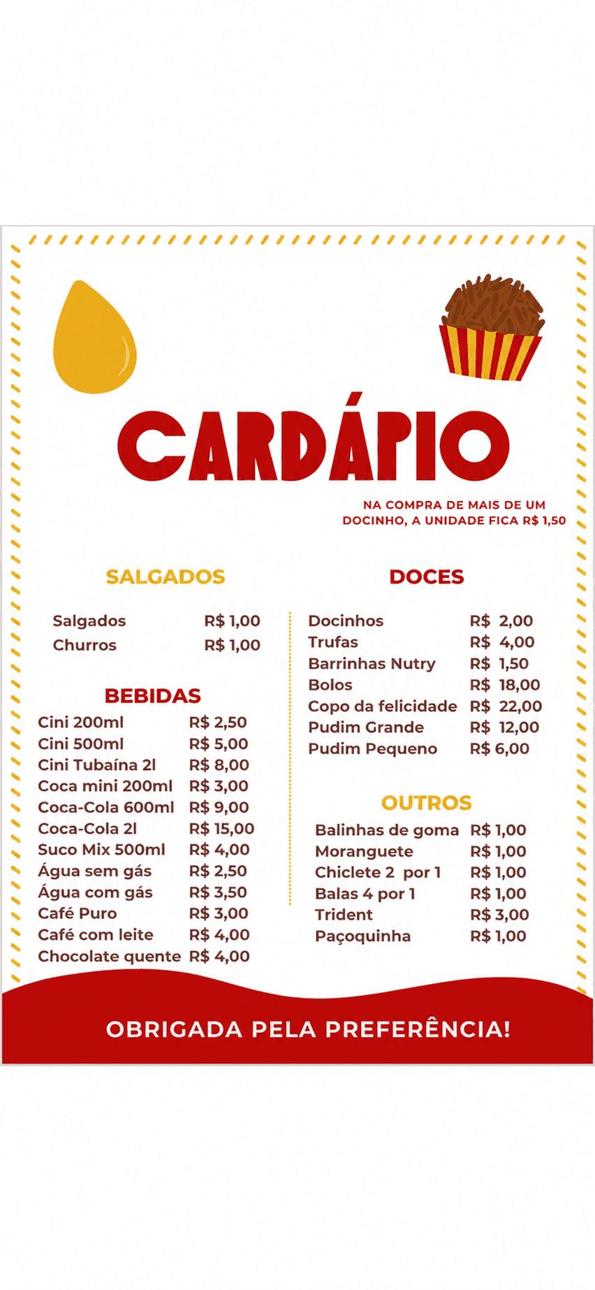 Cardápio Mimo Salgados e Doces