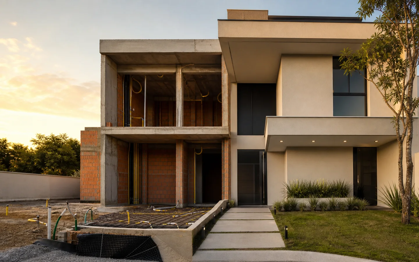 Evolução visual de uma construção residencial